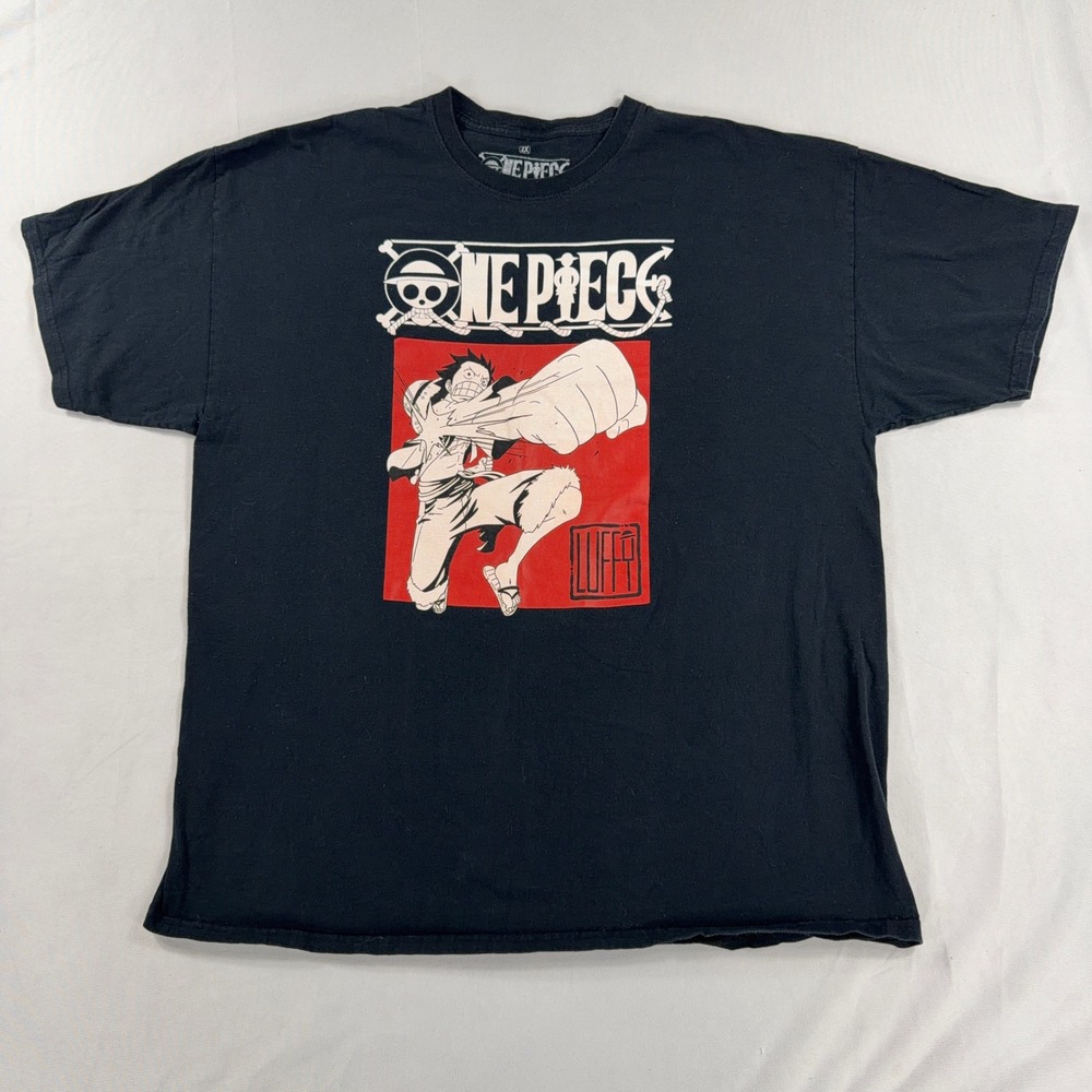 Ripple Junction One Piece Luffy Graphic Print T-Shirt Black Mens 2X
